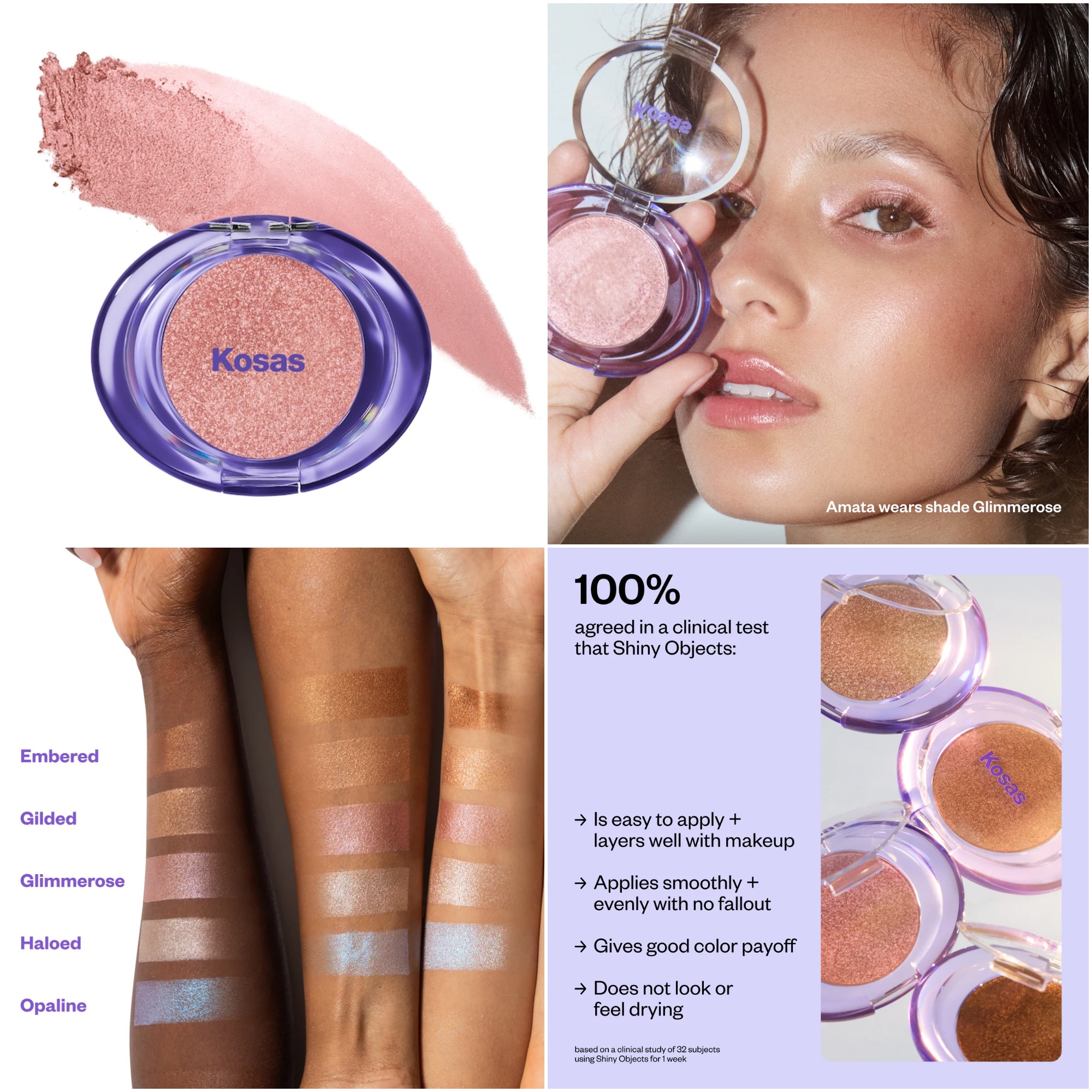 Kosas Shiny Objects Wet Glisten Powder Highlighter for Face + Eyes