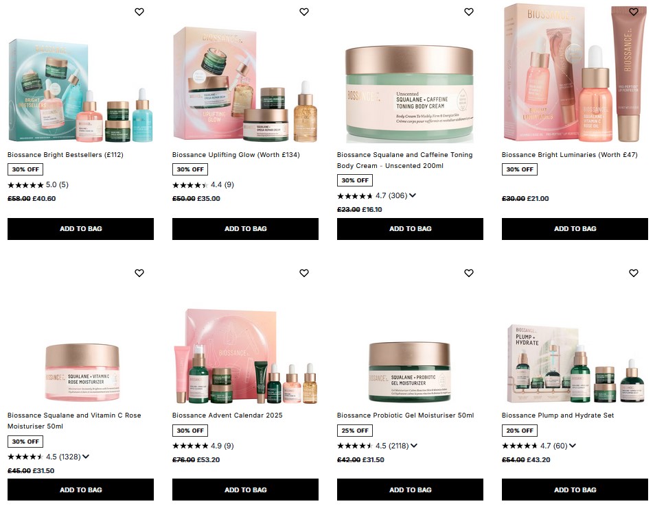 Up to 30% off Biossance at Cult Beauty