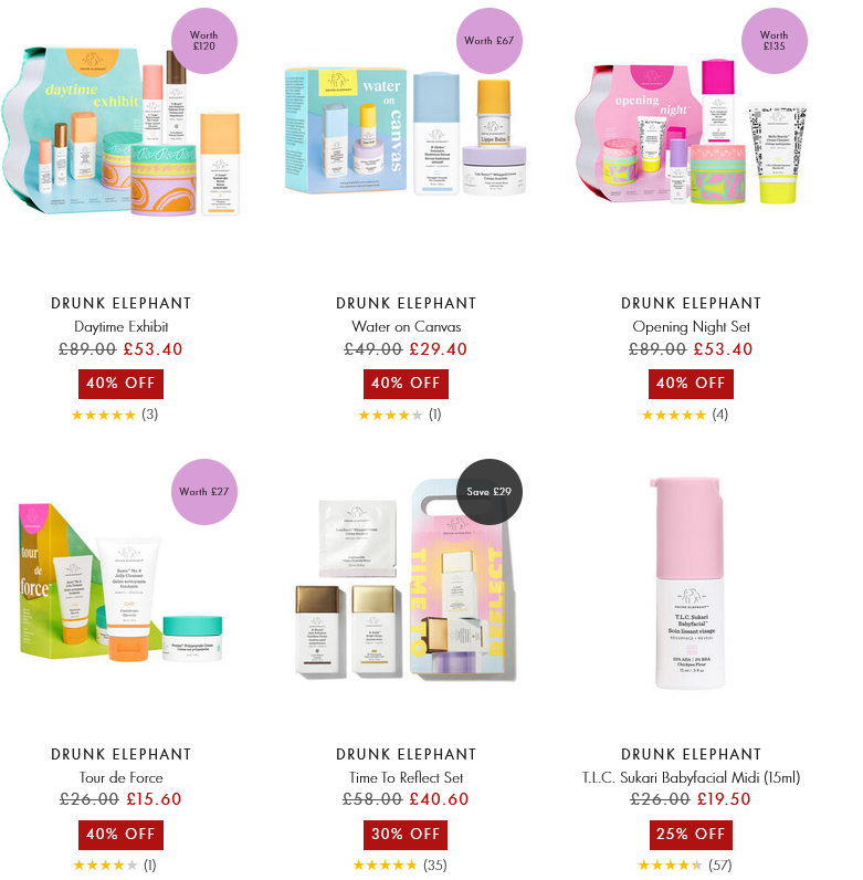 Up to 40% off selected Drunk Elephant at Space NK