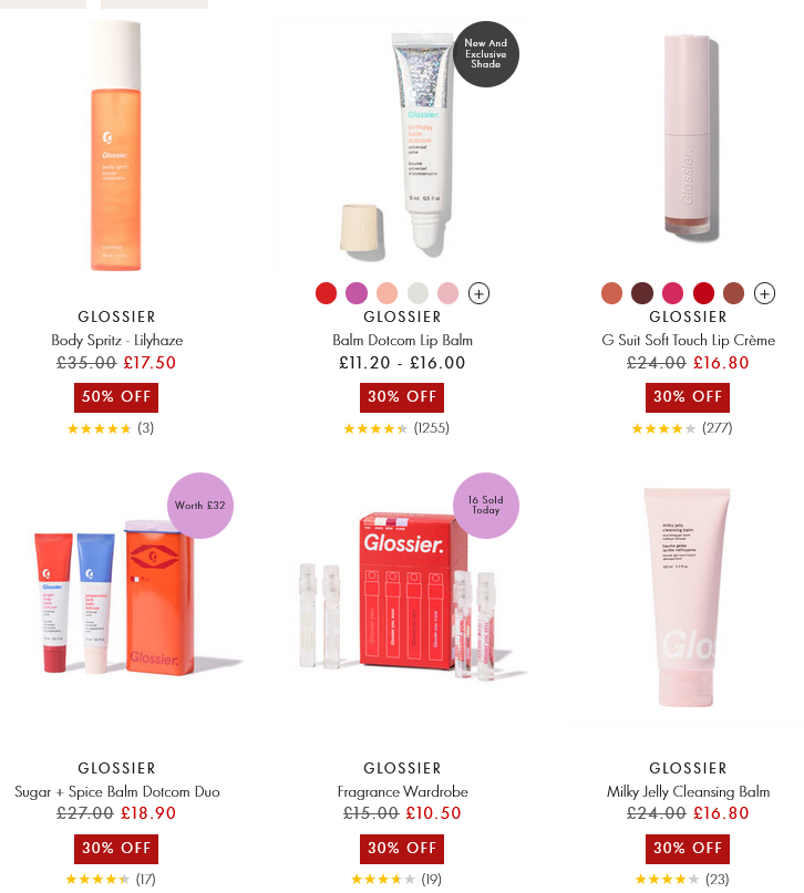 Up to 50% off Glossier at Space NK