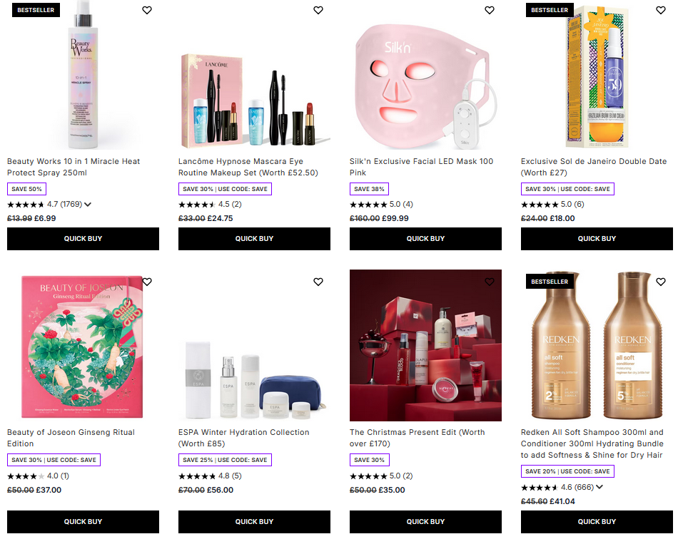 Up to 50% off sale at Lookantastic