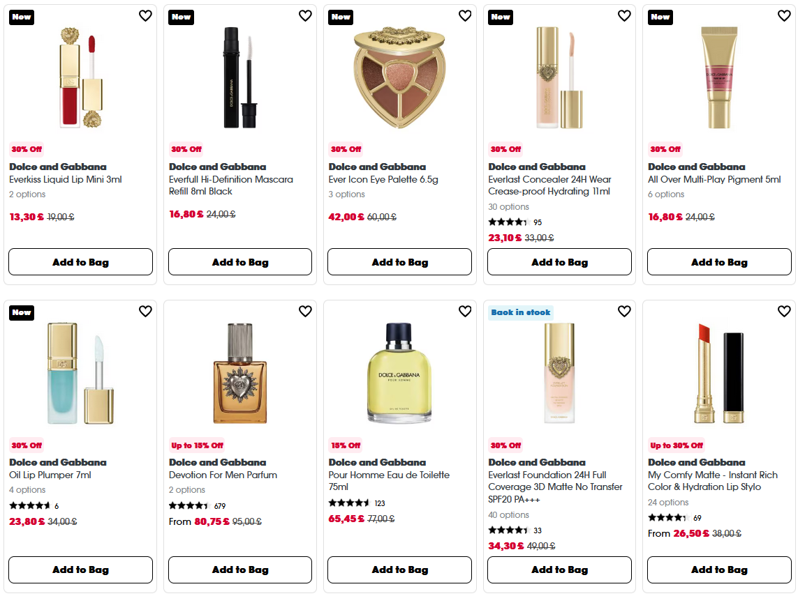 Up to 30% off Dolce and Gabbana at Sephora UK