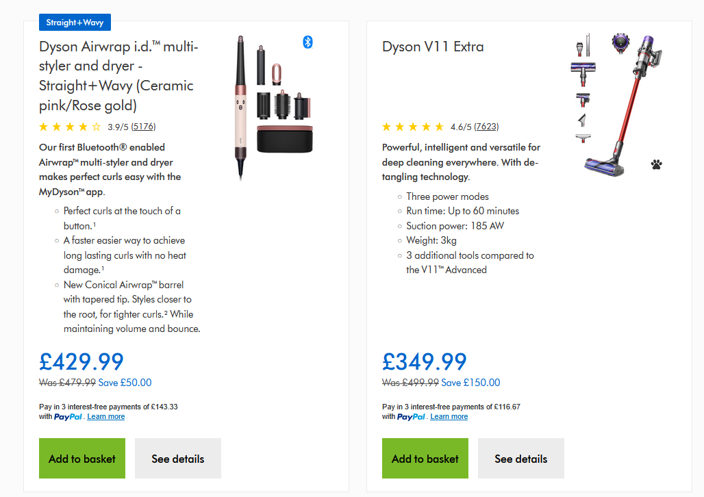 Save up to £150 on select Dyson