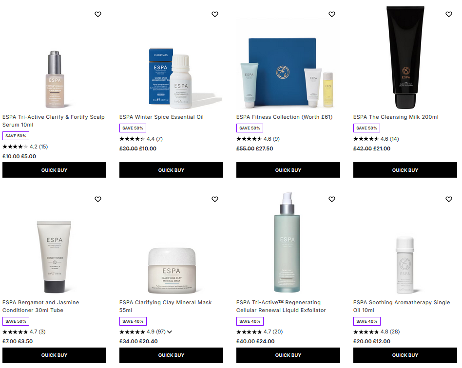 Up to 50% off ESPA at LookFantastic