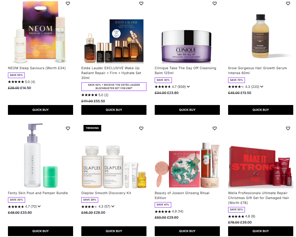 Up to 50% off sale at Lookfantastic