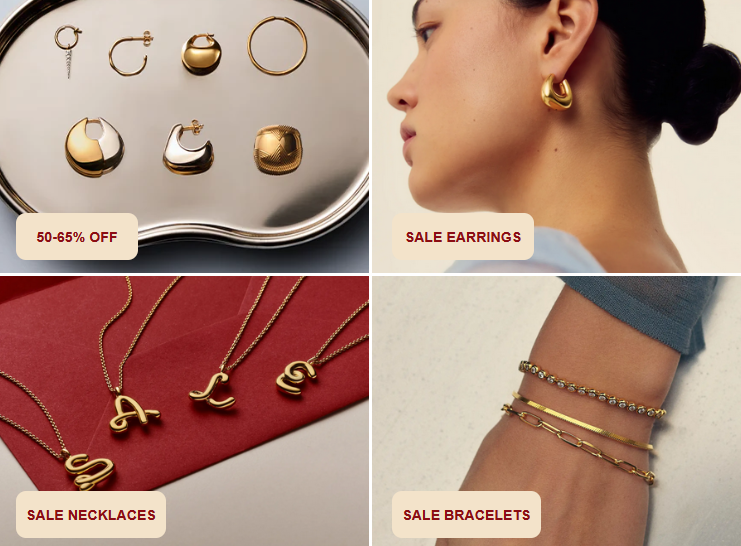 Up to 65% off sale at Missoma