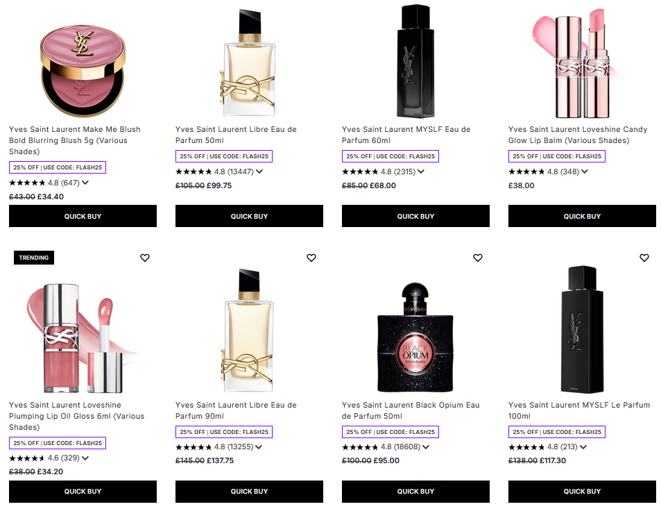 25% off YSL Beauty at LookFantastic