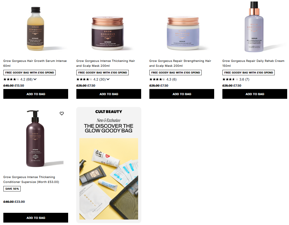 Up to 70% off Grow Gorgeous at Cult Beauty