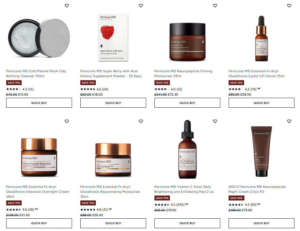 Up to 70% off Perricone MD at Lookfantastic