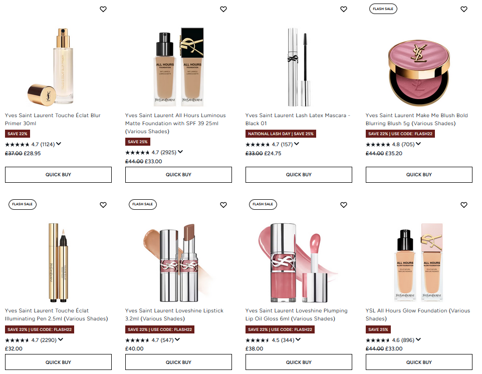 25% off YSL at Lookfantastic