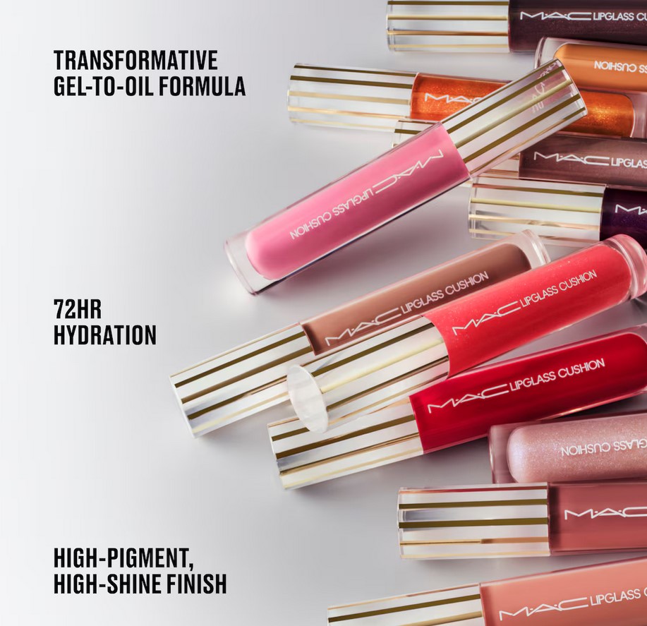MAC Cosmetics Lipglass Cushion High-Pigment Lip Oil MAC Cosmetics Lipglass Cushion High-Pigment Lip Oil