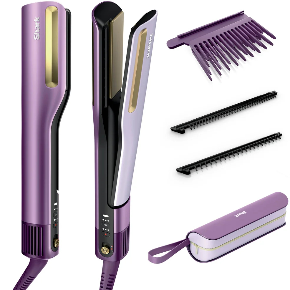 Shark SilkiPro Straight Hair Straightener + Dryer in One Tool - Plum Satin