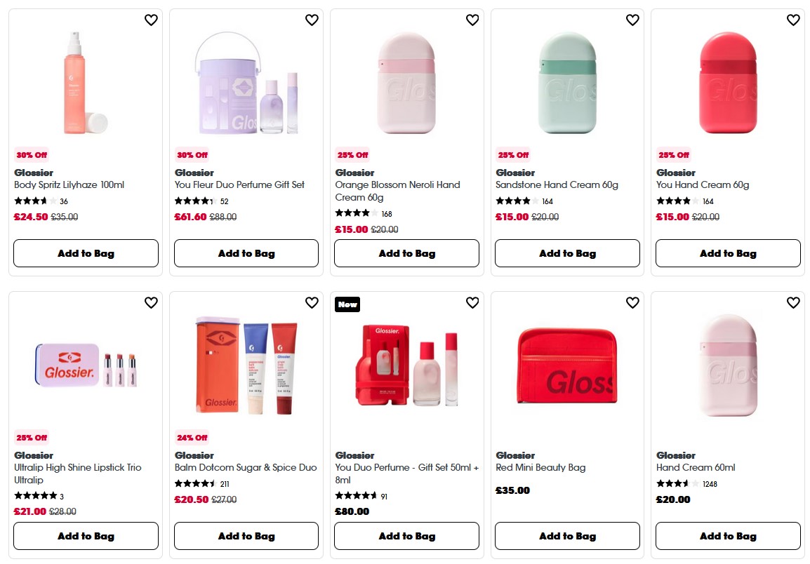 Up to 35% off Glossier at Sephora UK Up to 35% off Glossier at Sephora UK