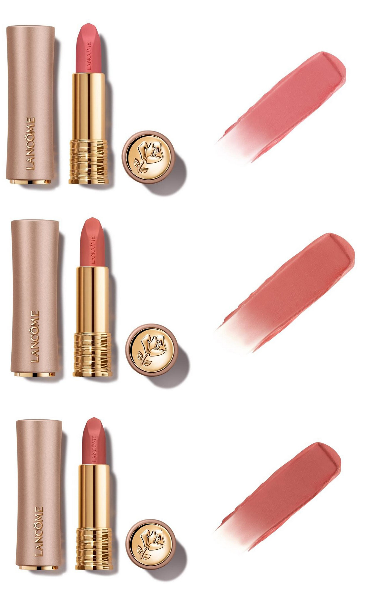 New shades of the Lancome L'Absolu Rouge Intimatte Matte Veil Lipstick