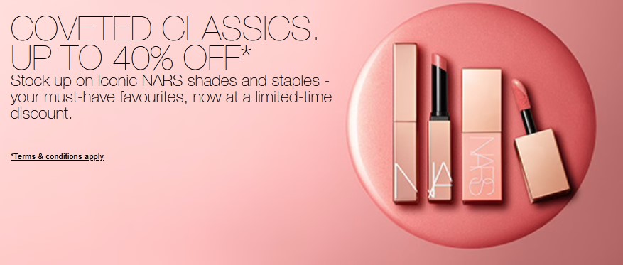 Up to 40% off sale at NARS Up to 40% off sale at NARS