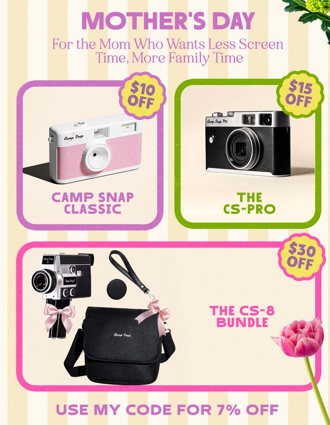 Mother’s Day Sale at Camp Snap Mother’s Day Sale at Camp Snap