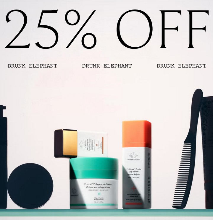 25% off Drunk Elephant at Lookfantastic 25% off Drunk Elephant at Lookfantastic