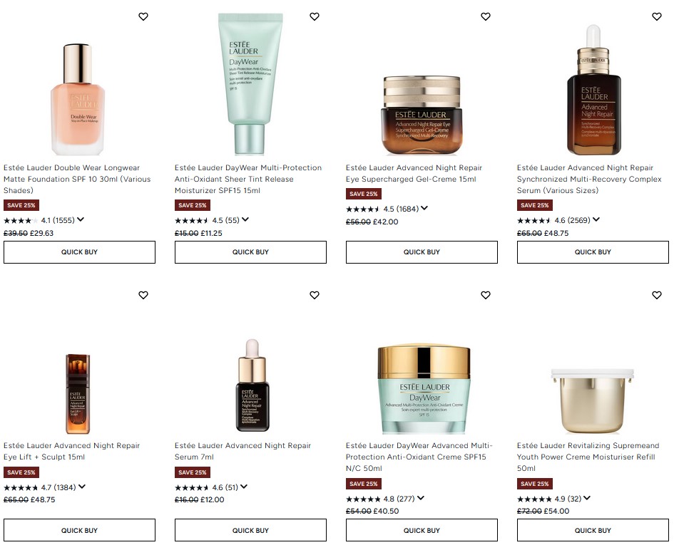 25% off Estée Lauder at Lookfantastic 25% off Estée Lauder at Lookfantastic