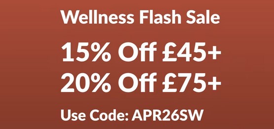 Wellness Flash Sale at iHerb: 20% off over £75 or 15% off over £45 Wellness Flash Sale at iHerb: 20% off over £75 or 15% off over £45