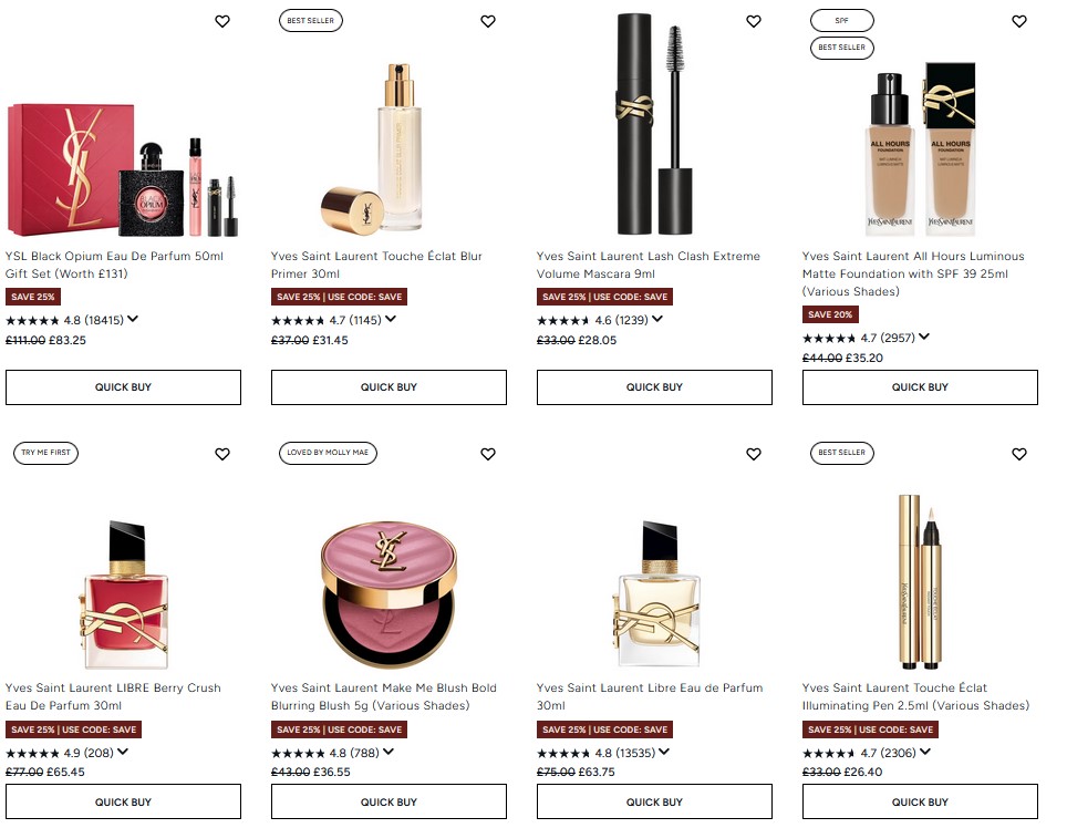 20-25% off YSL at Lookfantastic 20-25% off YSL at Lookfantastic