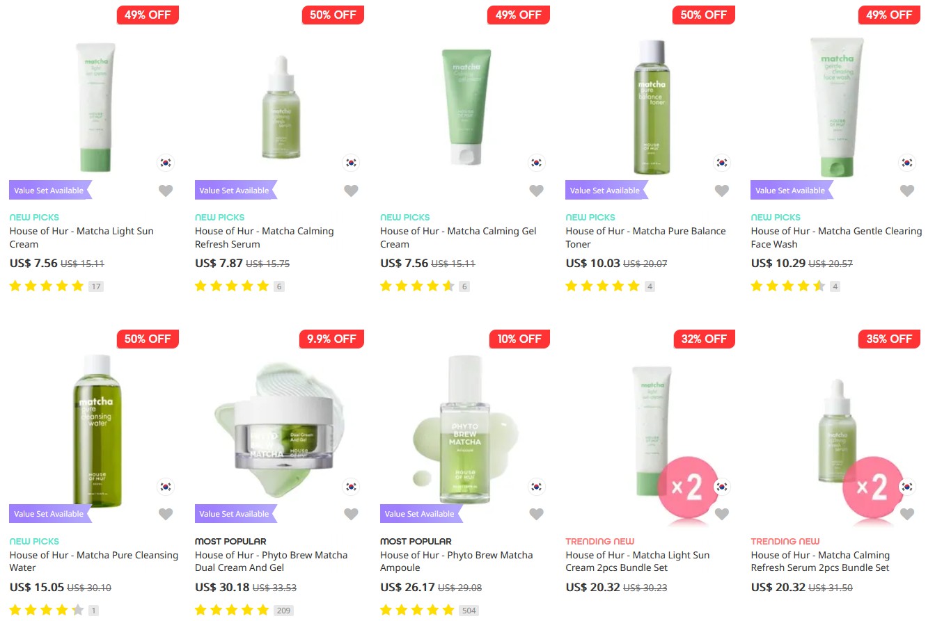 Up to 50% off House of Hur Matcha Collection at Yesstyle Up to 50% off House of Hur Matcha Collection at Yesstyle