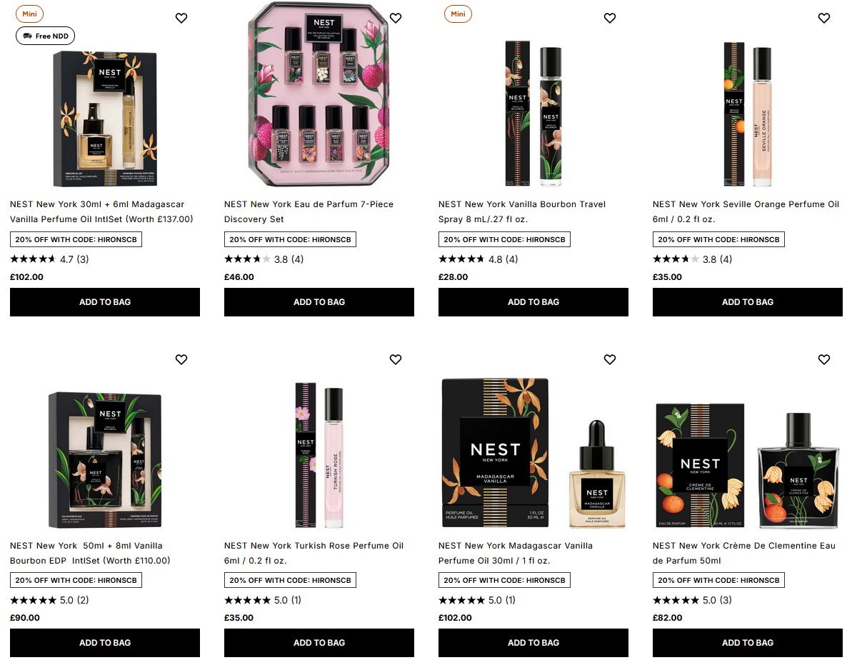 20% off NEST New York at Cult Beauty 20% off NEST New York at Cult Beauty