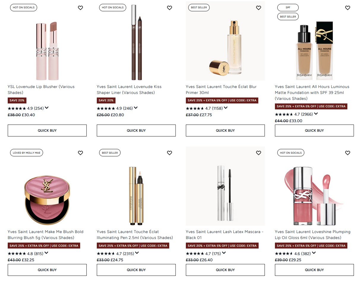 Up to 25% off YSL at Lookfantastic Up to 25% off YSL at Lookfantastic