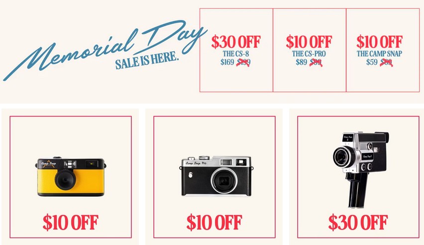 Memorial Day Sale at Camp Snap Memorial Day Sale at Camp Snap