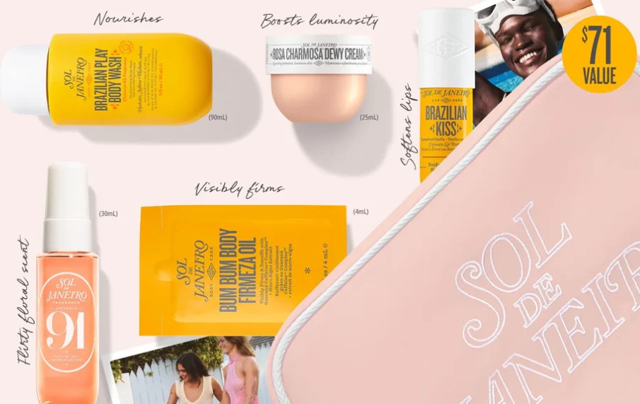 Free Sol de Janeiro Beauty Bag ($71 worth) with $110+ order Free Sol de Janeiro Beauty Bag ($71 worth) with $110+ order