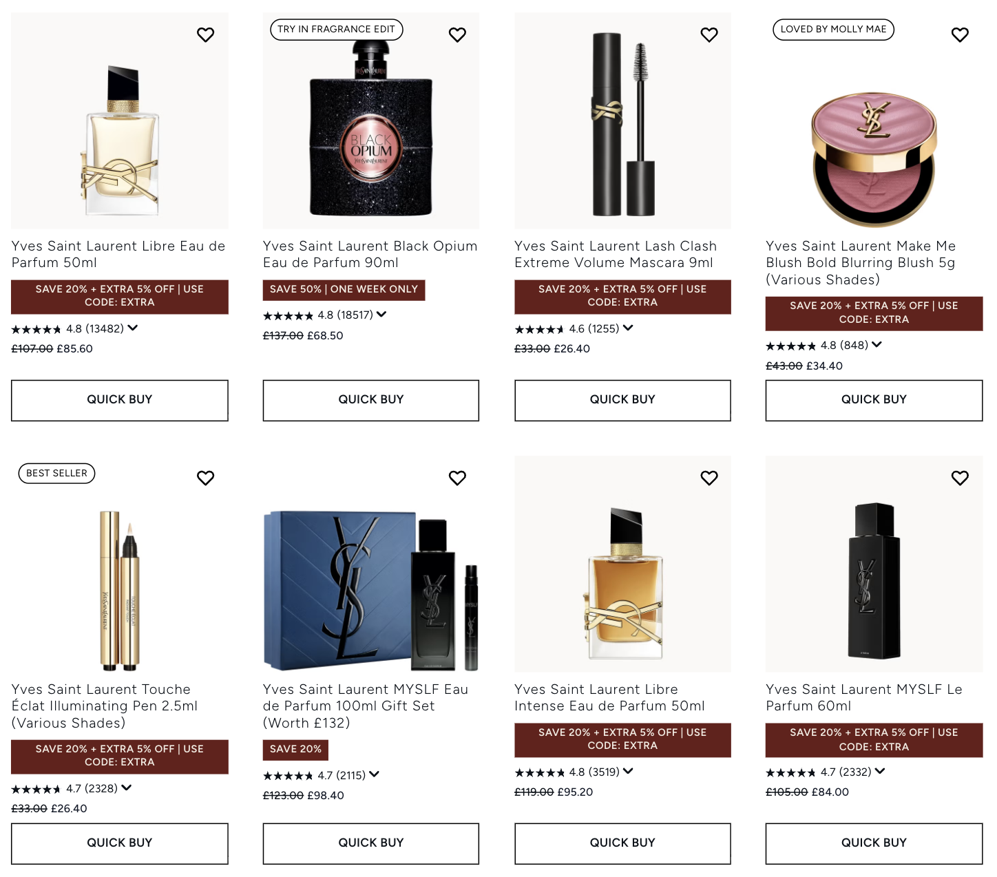 20-25% off YSL at Lookfantastic + an extra 10% off 20-25% off YSL at Lookfantastic + an extra 10% off
