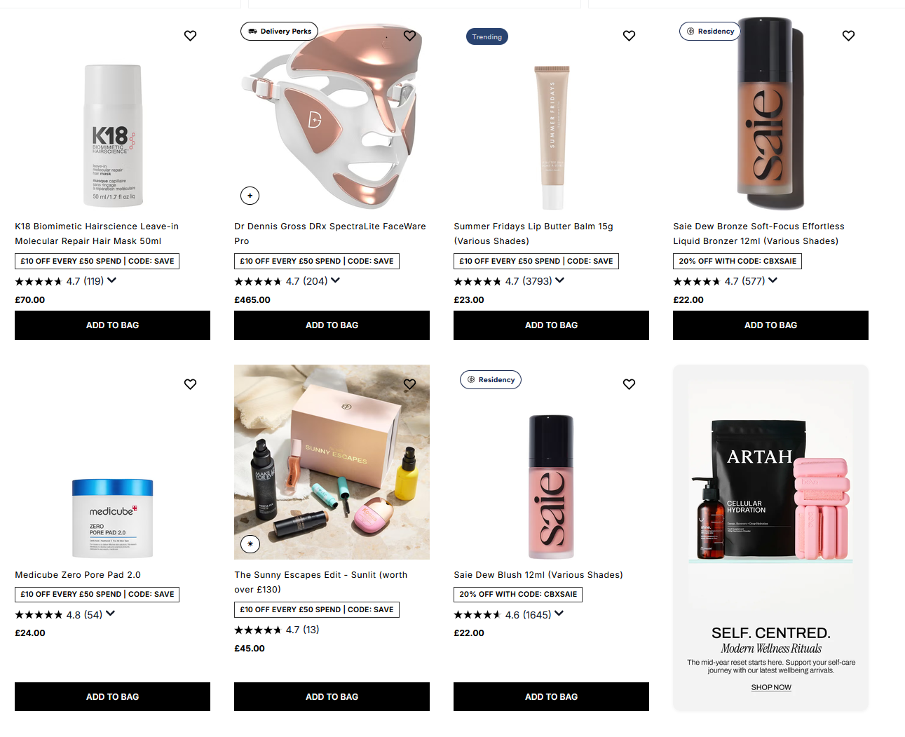 £10 off every £50 spent on the Cult Beauty Sale & Cult Beauty Edits £10 off every £50 spent on the Cult Beauty Sale & Cult Beauty Edits