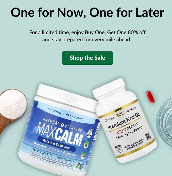 Buy One, Get One 80% off on Wellness Essentials at iHerb Buy One, Get One 80% off on Wellness Essentials at iHerb