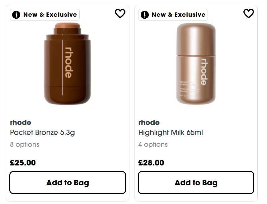 rhode Highlight Milk and Pocket Bronze at Sephora UK rhode Highlight Milk and Pocket Bronze at Sephora UK