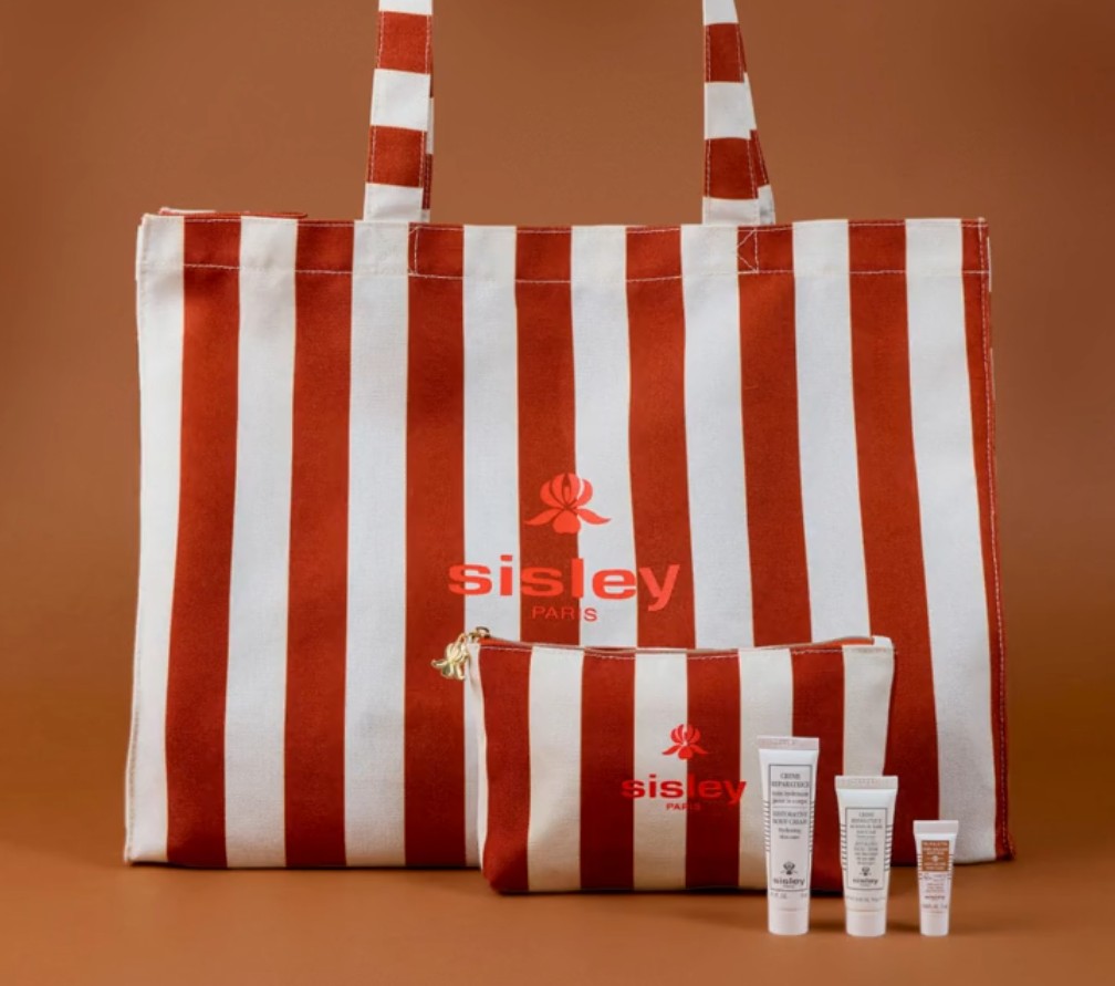 Receive a complimentary pouch with deluxe samples of Sunleya, Restorative Facial Cream and Restorative Body Cream when you spend £200 at Sisley + sun bag when you spend £300 Receive a complimentary pouch with deluxe samples of Sunleya, Restorative Facial Cream and Restorative Body Cream when you spend £200 at Sisley + sun bag when you spend £300