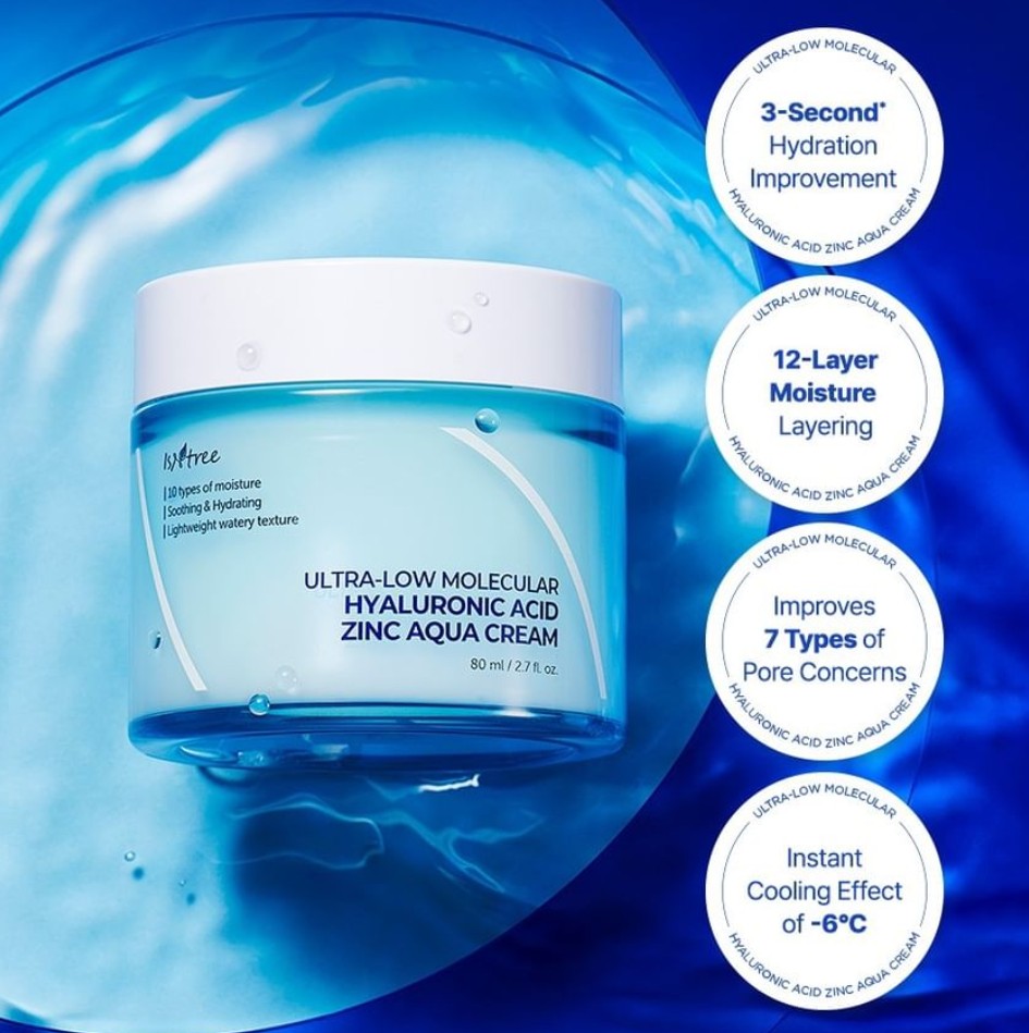 Isntree Ultra-Low Molecular Hyaluronic Acid Zinc Aqua Cream Isntree Ultra-Low Molecular Hyaluronic Acid Zinc Aqua Cream