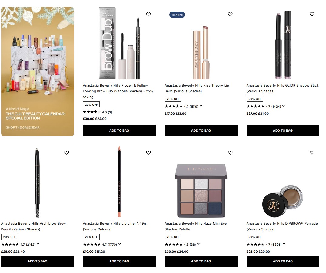 20% off Anastasia Beverly Hills at Cult Beauty 20% off Anastasia Beverly Hills at Cult Beauty