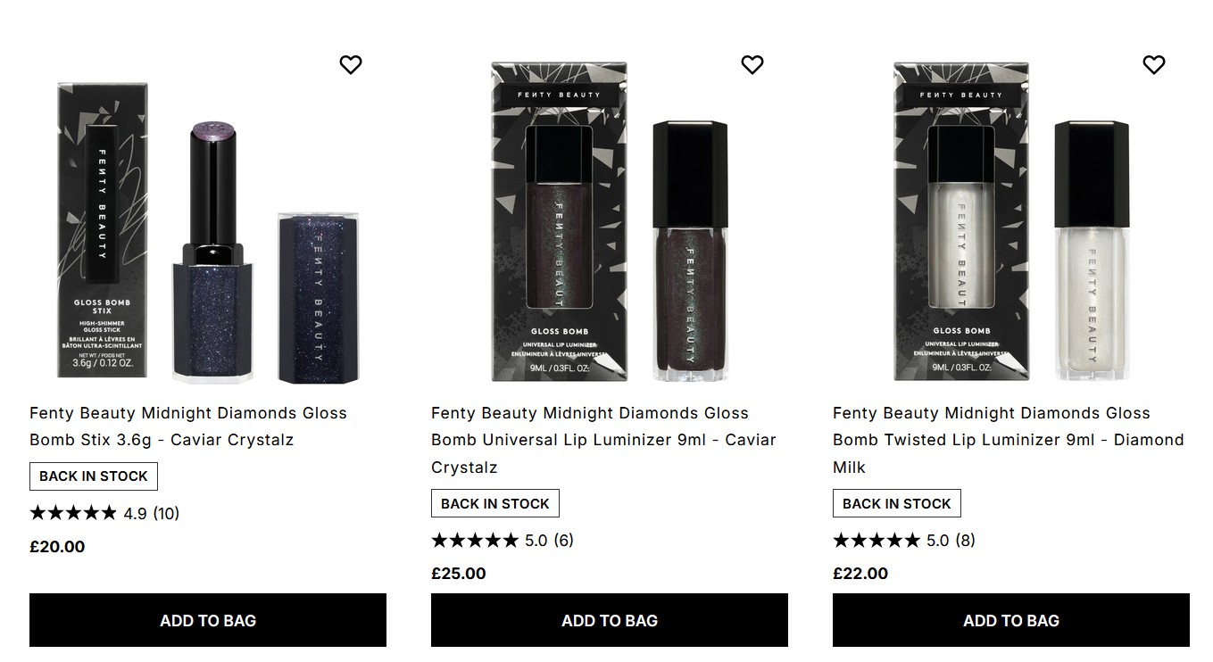 Fenty Beauty Midnight Diamonds Collection Fenty Beauty Midnight Diamonds Collection