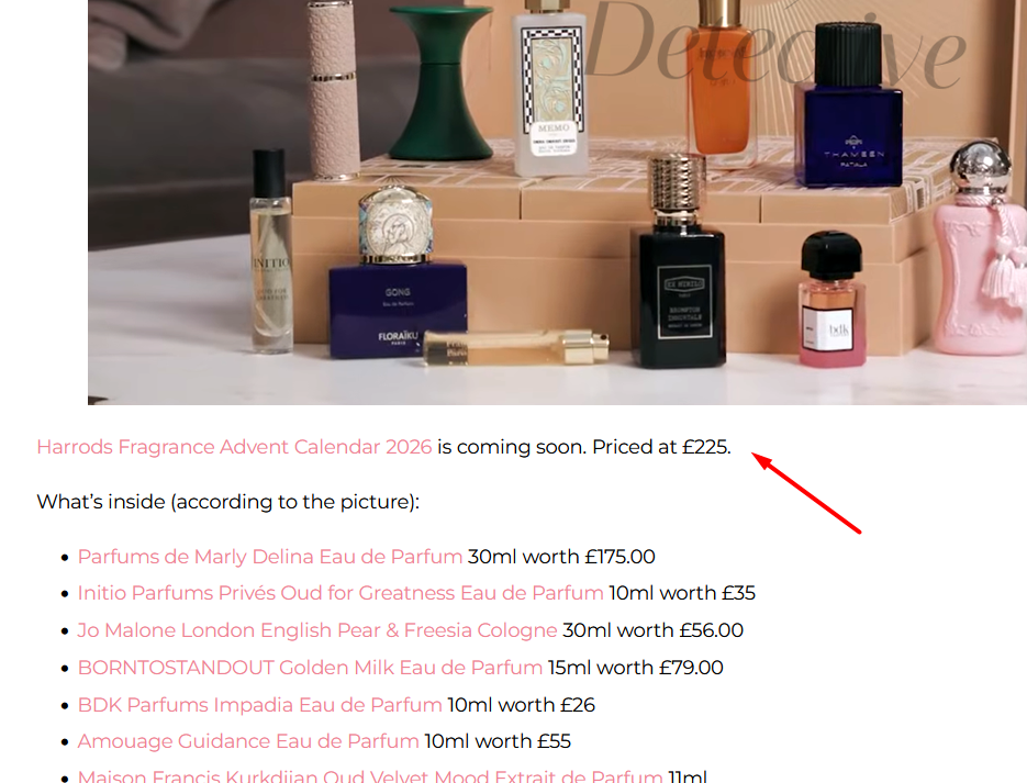 Harrods Fragrance Advent Calendar 2026 – Full Spoilers – Beauty