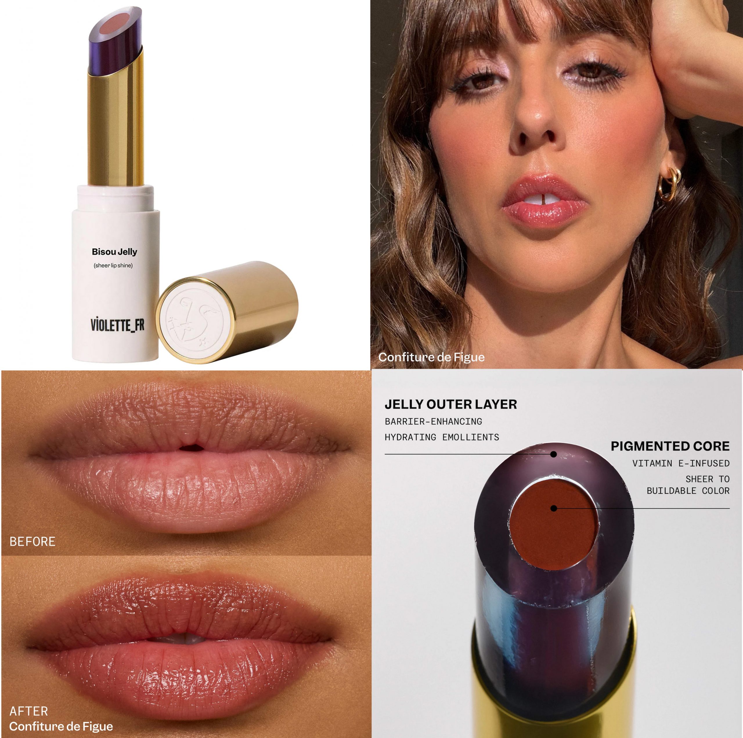 VIOLETTE_FR Bisou Jelly Sheer Shine Hydrating Lipstick in Confiture de Figue VIOLETTE_FR Bisou Jelly Sheer Shine Hydrating Lipstick in Confiture de Figue