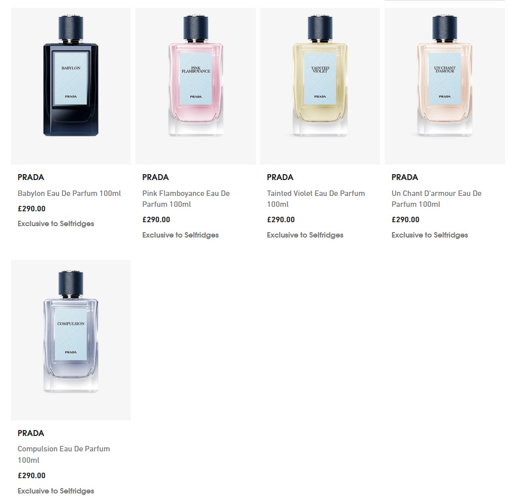 Prada Olfactories Unisex Collection at Selfridges Prada Olfactories Unisex Collection at Selfridges