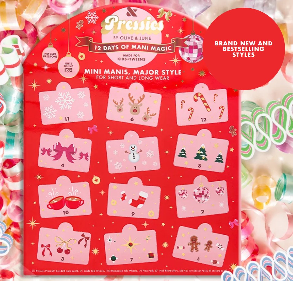 Olive & June Pressies 12 Days of Mani Magic Holiday Calendar 2026 Olive & June Pressies 12 Days of Mani Magic Holiday Calendar 2026