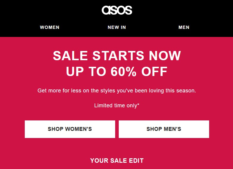 Up to 60% off sale at ASOS Up to 60% off sale at ASOS