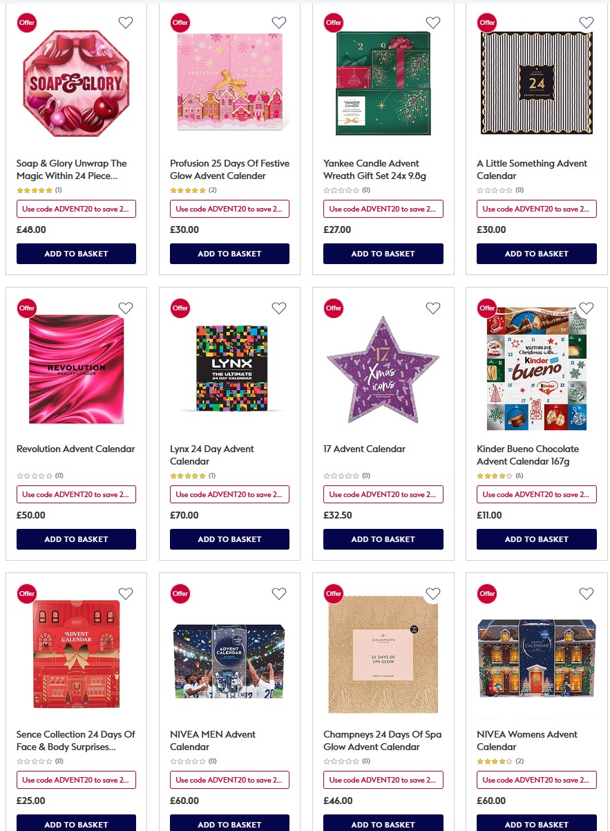 20% off selected Advent Calendars at Boots 20% off selected Advent Calendars at Boots