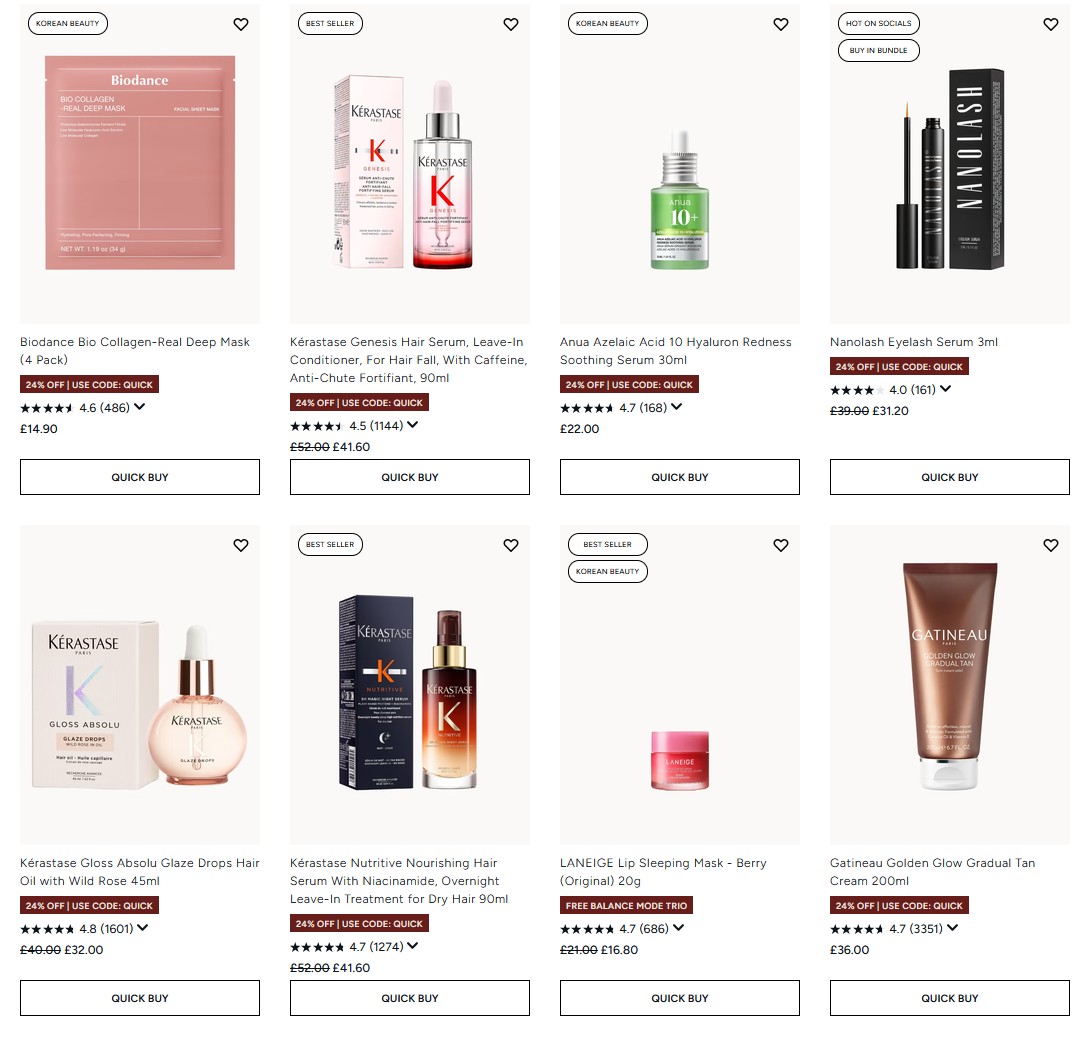 24% off selected & declining at Lookfantastic