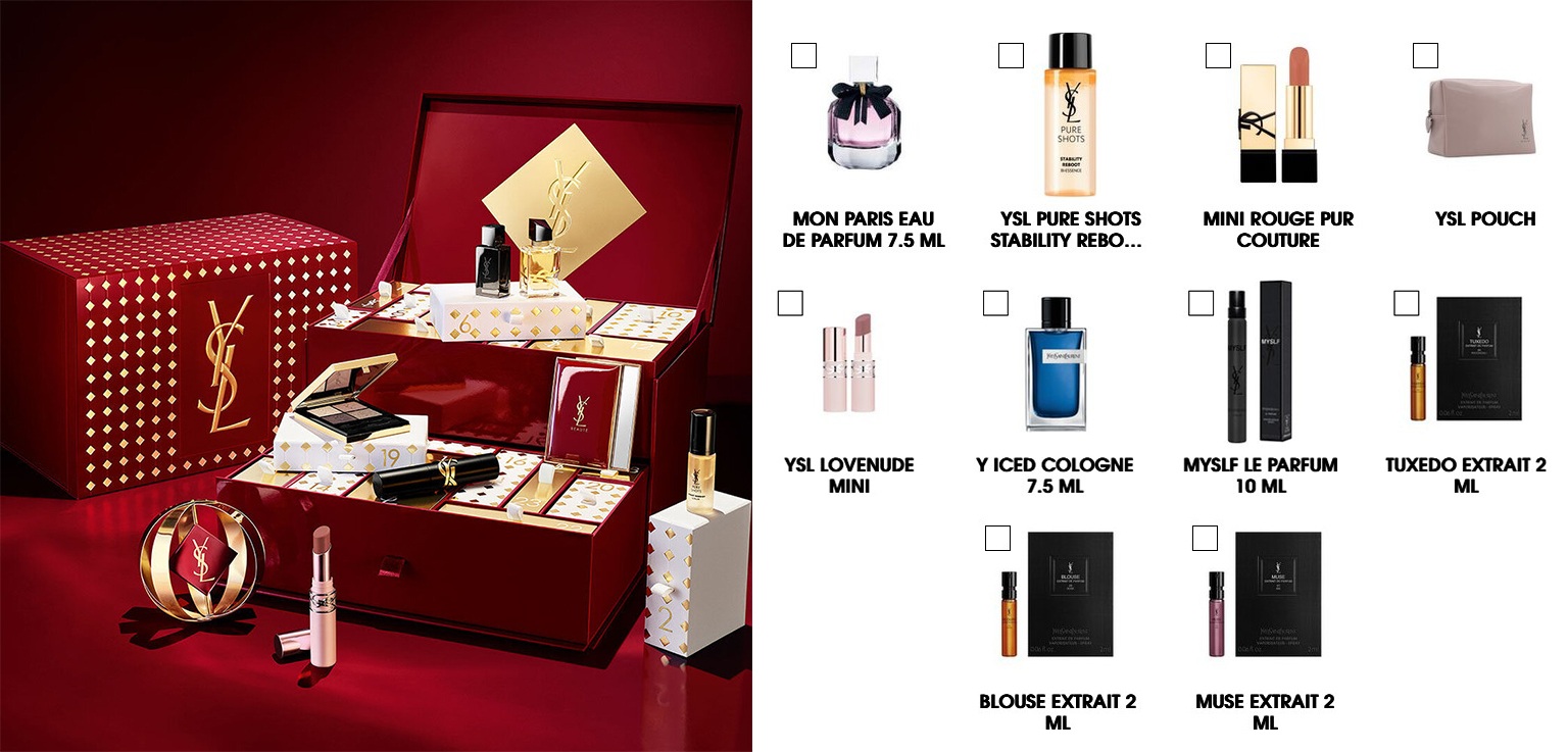 Spend £110 at YSL and get 3 gifts, or spend £130+ and get 5 gifts with code MYGIFT. You can also use the offer on the YSL Advent Calendar. Spend £110 at YSL and get 3 gifts, or spend £130+ and get 5 gifts with code MYGIFT. You can also use the offer on the YSL Advent Calendar.