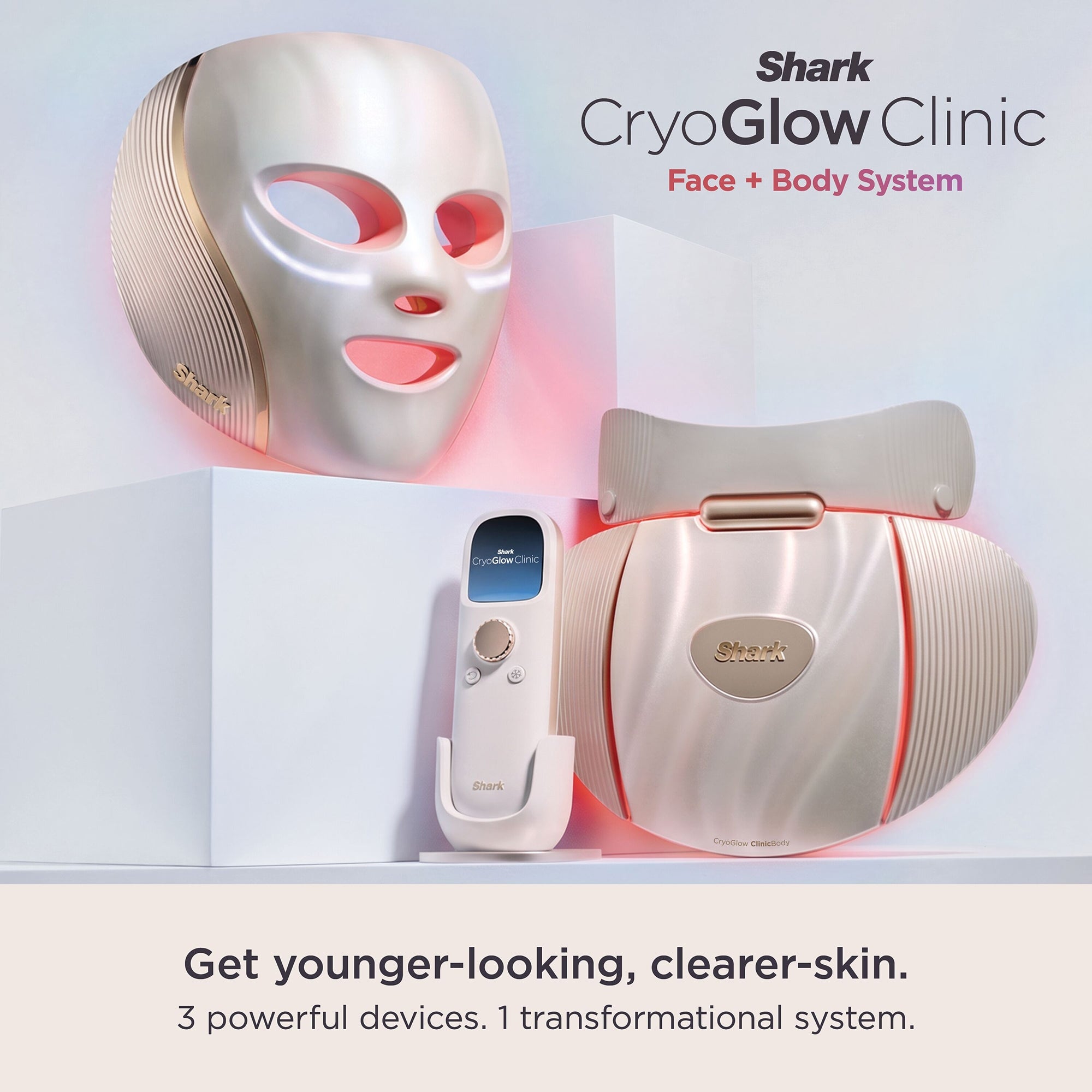 Shark CryoGlow Clinic Face + Body Under-Eye Contrast Therapy & LED Anti-Ageing & Blemish Clearing System - Rose Gold Shark CryoGlow Clinic Face + Body Under-Eye Contrast Therapy & LED Anti-Ageing & Blemish Clearing System - Rose Gold