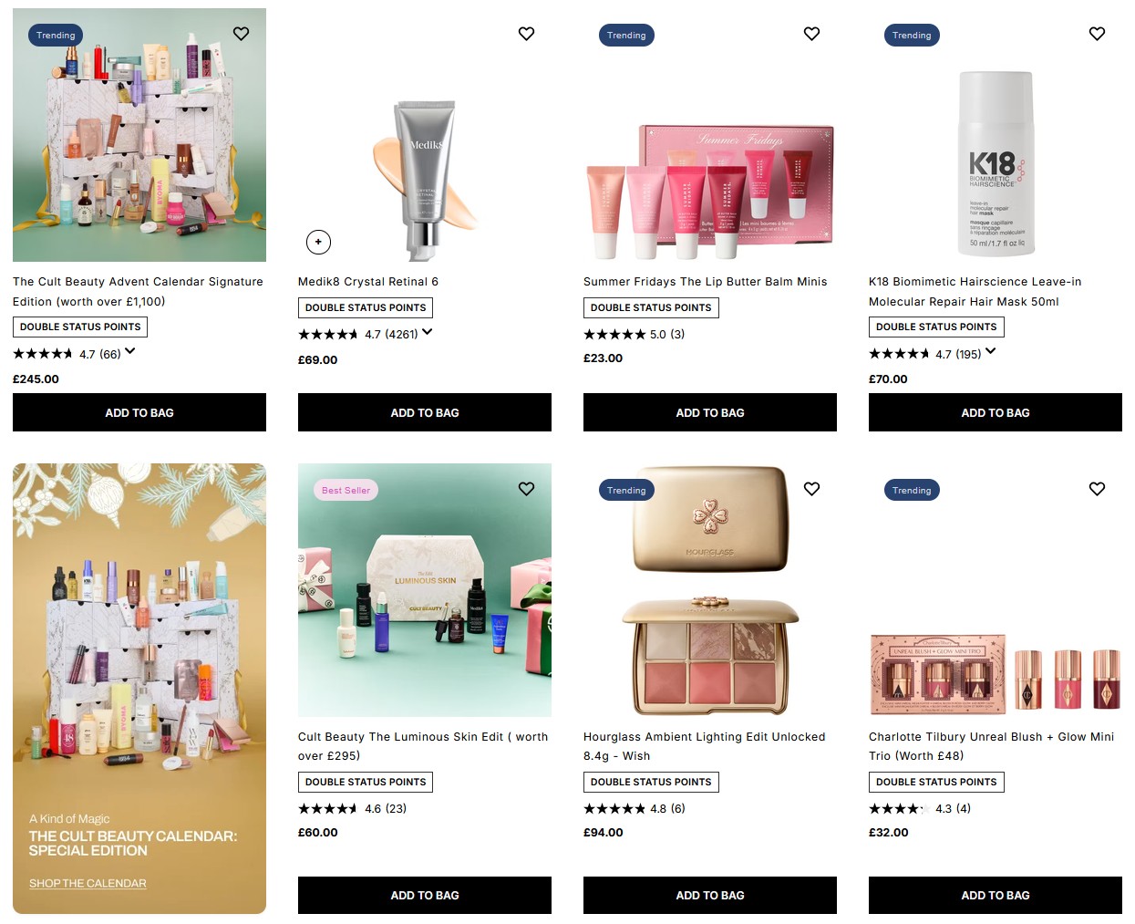 Double Status Points at Cult Beauty Double Status Points at Cult Beauty