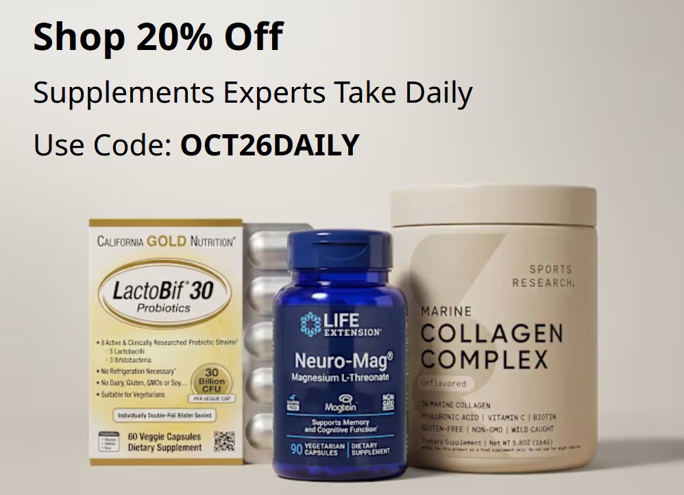 20% off Supplements at iHerb with code OCT26DAILY 20% off Supplements at iHerb with code OCT26DAILY