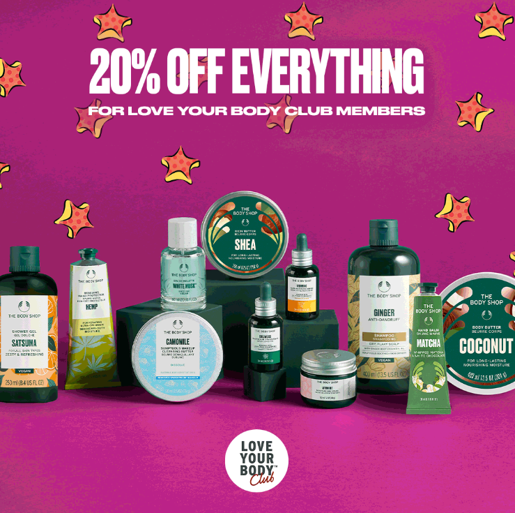 20% off everything at The Body Shop 20% off everything at The Body Shop